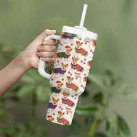 Wales Corgi Christmas Tumbler With Handle Nadolig Llawen Welsh Dog Seamless Vibes - Wonder Print Shop