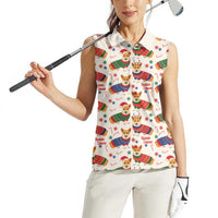Wales Corgi Christmas Women Sleeveless Polo Shirt Nadolig Llawen Welsh Dog Seamless Vibes - Wonder Print Shop