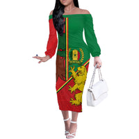 Senegal Football Off The Shoulder Long Sleeve Dress 2024 Go Champions Lions De La Teranga - Wonder Print Shop