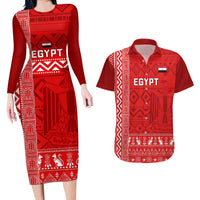 Egypt Football Couples Matching Long Sleeve Bodycon Dress and Hawaiian Shirt 2024 Go Champions Pharaohs Egyptian Patterns - Wonder Print Shop