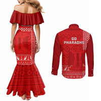 Egypt Football Couples Matching Mermaid Dress and Long Sleeve Button Shirt 2024 Go Champions Pharaohs Egyptian Patterns