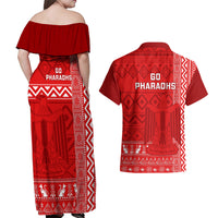 Egypt Football Couples Matching Off Shoulder Maxi Dress and Hawaiian Shirt 2024 Go Champions Pharaohs Egyptian Patterns - Wonder Print Shop