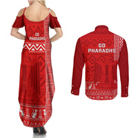 Egypt Football Couples Matching Summer Maxi Dress and Long Sleeve Button Shirt 2024 Go Champions Pharaohs Egyptian Patterns - Wonder Print Shop