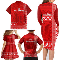 Egypt Football Family Matching Long Sleeve Bodycon Dress and Hawaiian Shirt 2024 Go Champions Pharaohs Egyptian Patterns - Wonder Print Shop
