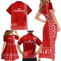 Egypt Football Family Matching Short Sleeve Bodycon Dress and Hawaiian Shirt 2024 Go Champions Pharaohs Egyptian Patterns - Wonder Print Shop