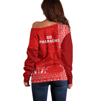 Egypt Football Off Shoulder Sweater 2024 Go Champions Pharaohs Egyptian Patterns - Wonder Print Shop