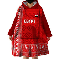 Egypt Football Wearable Blanket Hoodie 2024 Go Champions Pharaohs Egyptian Patterns - Wonder Print Shop