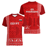 Egypt Football Women V Neck T Shirt 2024 Go Champions Pharaohs Egyptian Patterns - Wonder Print Shop