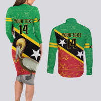 Custom Saint Kitts and Nevis Football Couples Matching Long Sleeve Bodycon Dress and Long Sleeve Button Shirt 2025 Go Sugar Boyz