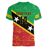 Custom Saint Kitts and Nevis Football Women V-Neck T-Shirt 2025 Go Sugar Boyz