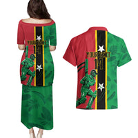 Custom Saint Kitts and Nevis Cricket Couples Matching Puletasi and Hawaiian Shirt Go Champions Patriots