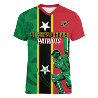 Custom Saint Kitts and Nevis Cricket Women V-Neck T-Shirt Go Champions Patriots