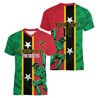 Custom Saint Kitts and Nevis Cricket Women V-Neck T-Shirt Go Champions Patriots
