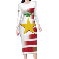 Custom Suriname Football Family Matching Long Sleeve Bodycon Dress and Hawaiian Shirt 2025 Go Natio White Color