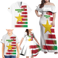 Custom Suriname Football Family Matching Off Shoulder Maxi Dress and Hawaiian Shirt 2025 Go Natio White Color