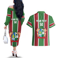 Custom Suriname Football Couples Matching Off The Shoulder Long Sleeve Dress and Hawaiian Shirt 2025 Go Natio Flag Color