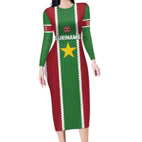 Custom Suriname Football Family Matching Long Sleeve Bodycon Dress and Hawaiian Shirt 2025 Go Natio Flag Color