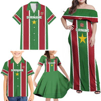 Custom Suriname Football Family Matching Off Shoulder Maxi Dress and Hawaiian Shirt 2025 Go Natio Flag Color