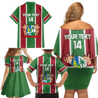 Custom Suriname Football Family Matching Off Shoulder Short Dress and Hawaiian Shirt 2025 Go Natio Flag Color
