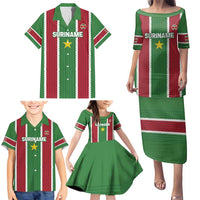 Custom Suriname Football Family Matching Puletasi and Hawaiian Shirt 2025 Go Natio Flag Color