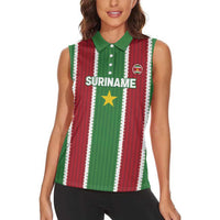 Custom Suriname Football Women Sleeveless Polo Shirt 2025 Go Natio Flag Color