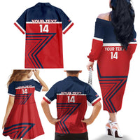Custom Cuba Football Family Matching Off The Shoulder Long Sleeve Dress and Hawaiian Shirt 2025 Los Leones del Caribe