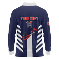 Custom Bermuda Football Long Sleeve Polo Shirt 2025 Go Gombey Warriors - Blue