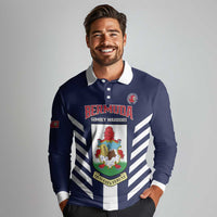 Custom Bermuda Football Long Sleeve Polo Shirt 2025 Go Gombey Warriors - Blue