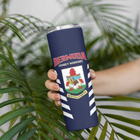 Custom Bermuda Football Skinny Tumbler 2025 Go Gombey Warriors - Blue