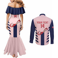 Custom Bermuda Football Couples Matching Mermaid Dress and Long Sleeve Button Shirt 2025 Go Gombey Warriors - Pink