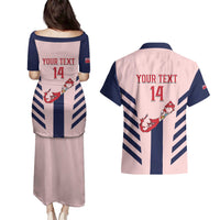 Custom Bermuda Football Couples Matching Puletasi and Hawaiian Shirt 2025 Go Gombey Warriors - Pink