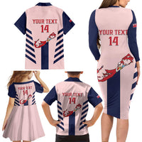 Custom Bermuda Football Family Matching Long Sleeve Bodycon Dress and Hawaiian Shirt 2025 Go Gombey Warriors - Pink