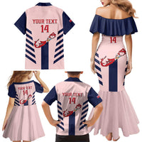Custom Bermuda Football Family Matching Mermaid Dress and Hawaiian Shirt 2025 Go Gombey Warriors - Pink