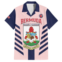 Custom Bermuda Football Family Matching Off The Shoulder Long Sleeve Dress and Hawaiian Shirt 2025 Go Gombey Warriors - Pink