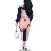 Custom Bermuda Football Family Matching Off The Shoulder Long Sleeve Dress and Hawaiian Shirt 2025 Go Gombey Warriors - Pink