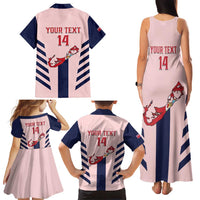 Custom Bermuda Football Family Matching Tank Maxi Dress and Hawaiian Shirt 2025 Go Gombey Warriors - Pink