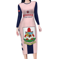 Custom Bermuda Football Long Sleeve Bodycon Dress 2025 Go Gombey Warriors - Pink