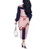 Custom Bermuda Football Off The Shoulder Long Sleeve Dress 2025 Go Gombey Warriors - Pink