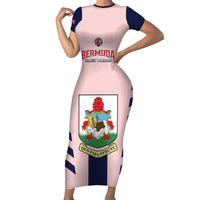 Custom Bermuda Football Short Sleeve Bodycon Dress 2025 Go Gombey Warriors - Pink