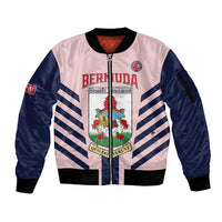 Custom Bermuda Football Sleeve Zip Bomber Jacket 2025 Go Gombey Warriors - Pink