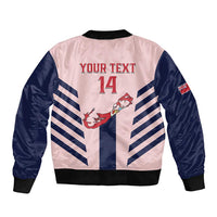 Custom Bermuda Football Sleeve Zip Bomber Jacket 2025 Go Gombey Warriors - Pink