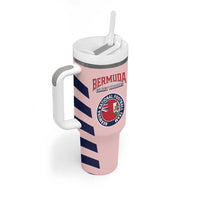 Custom Bermuda Football Tumbler With Handle 2025 Go Gombey Warriors - Pink