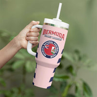 Custom Bermuda Football Tumbler With Handle 2025 Go Gombey Warriors - Pink