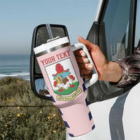 Custom Bermuda Football Tumbler With Handle 2025 Go Gombey Warriors - Pink