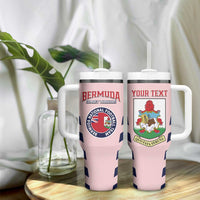 Custom Bermuda Football Tumbler With Handle 2025 Go Gombey Warriors - Pink