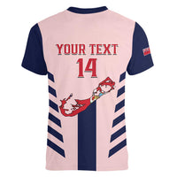 Custom Bermuda Football Women V-Neck T-Shirt 2025 Go Gombey Warriors - Pink