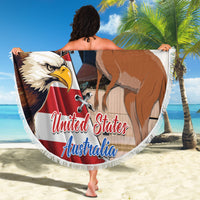 Personalised United States And Australia Beach Blanket USA Eagle With Aussie Kangaroo - Wonder Print Shop