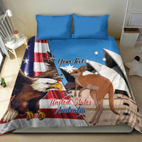 Personalised United States And Australia Bedding Set USA Eagle With Aussie Kangaroo - Wonder Print Shop