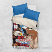Personalised United States And Australia Bedding Set USA Eagle With Aussie Kangaroo - Wonder Print Shop