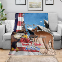 Personalised United States And Australia Blanket USA Eagle With Aussie Kangaroo